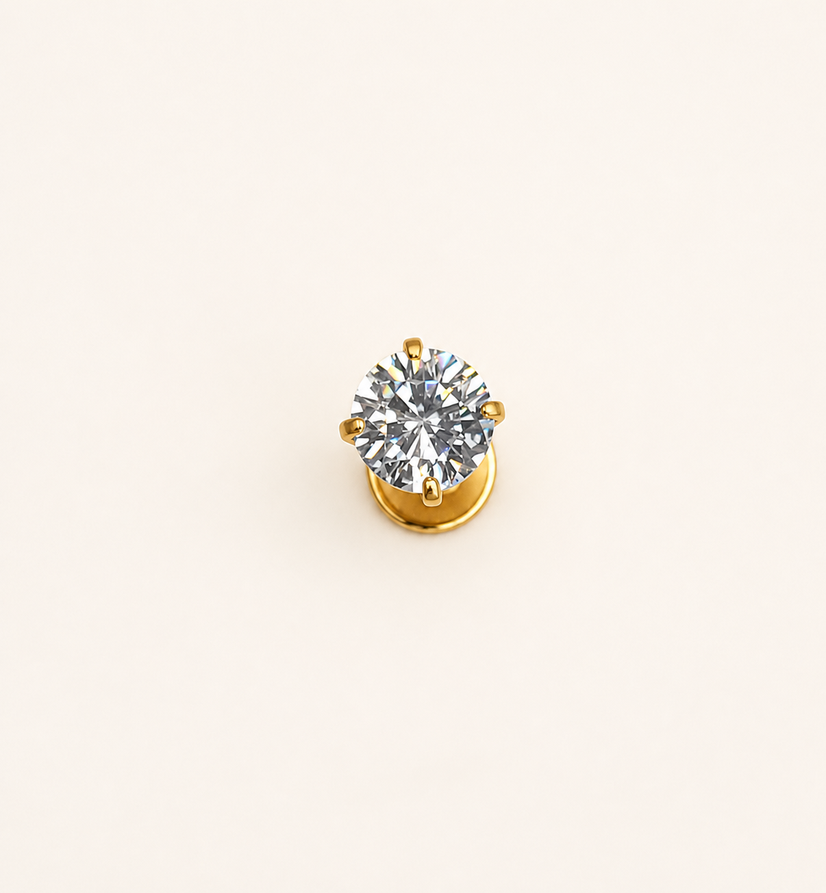 Gold Titanium 4 mm CZ Lobe Stud Earrings — Pair