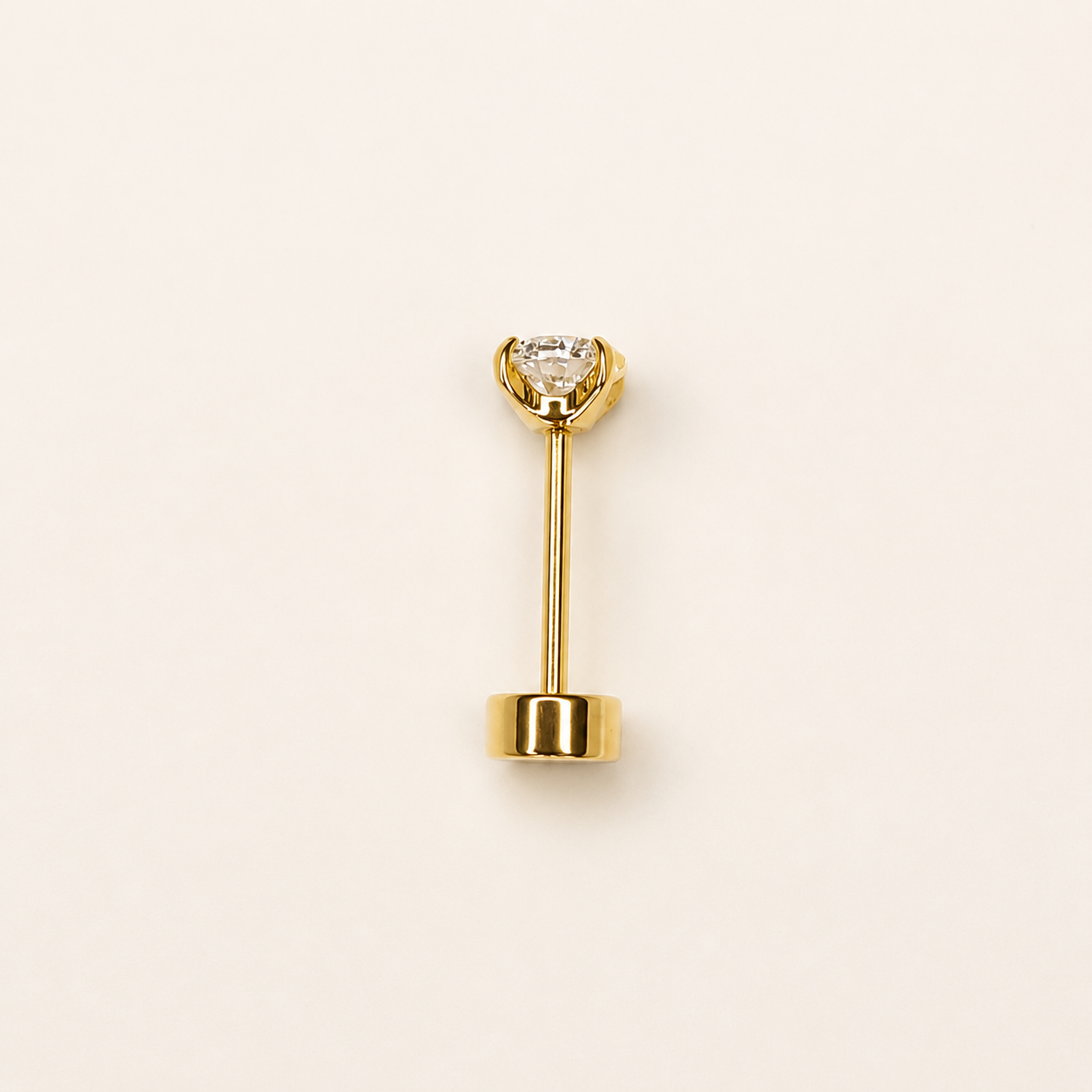 Gold Titanium 4 mm CZ Lobe Stud Earrings — Pair