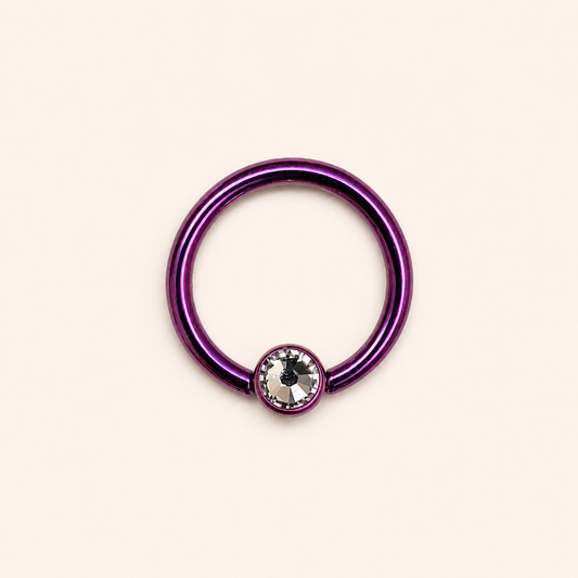 Fuchsia Titanium 3 mm CZ Captive Bead Ring