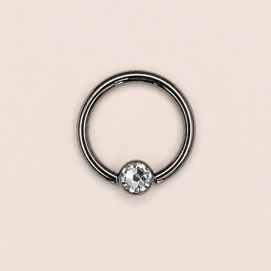 Silver Titanium 3 mm CZ Captive Bead Ring