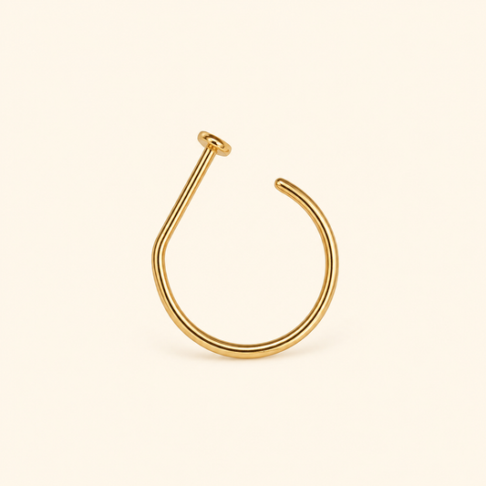 Gold Titanium D-Shape Nose Hoop