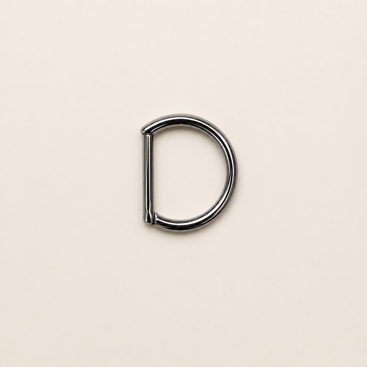 Silver Titanium D-Shaped Clicker Ring