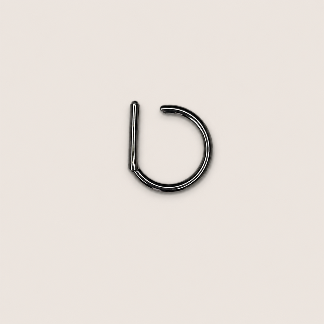 Silver Titanium D-Shaped Clicker Ring