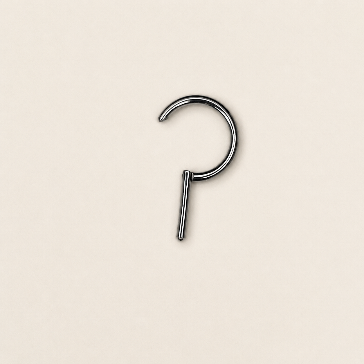 Silver Titanium D-Shaped Clicker Ring