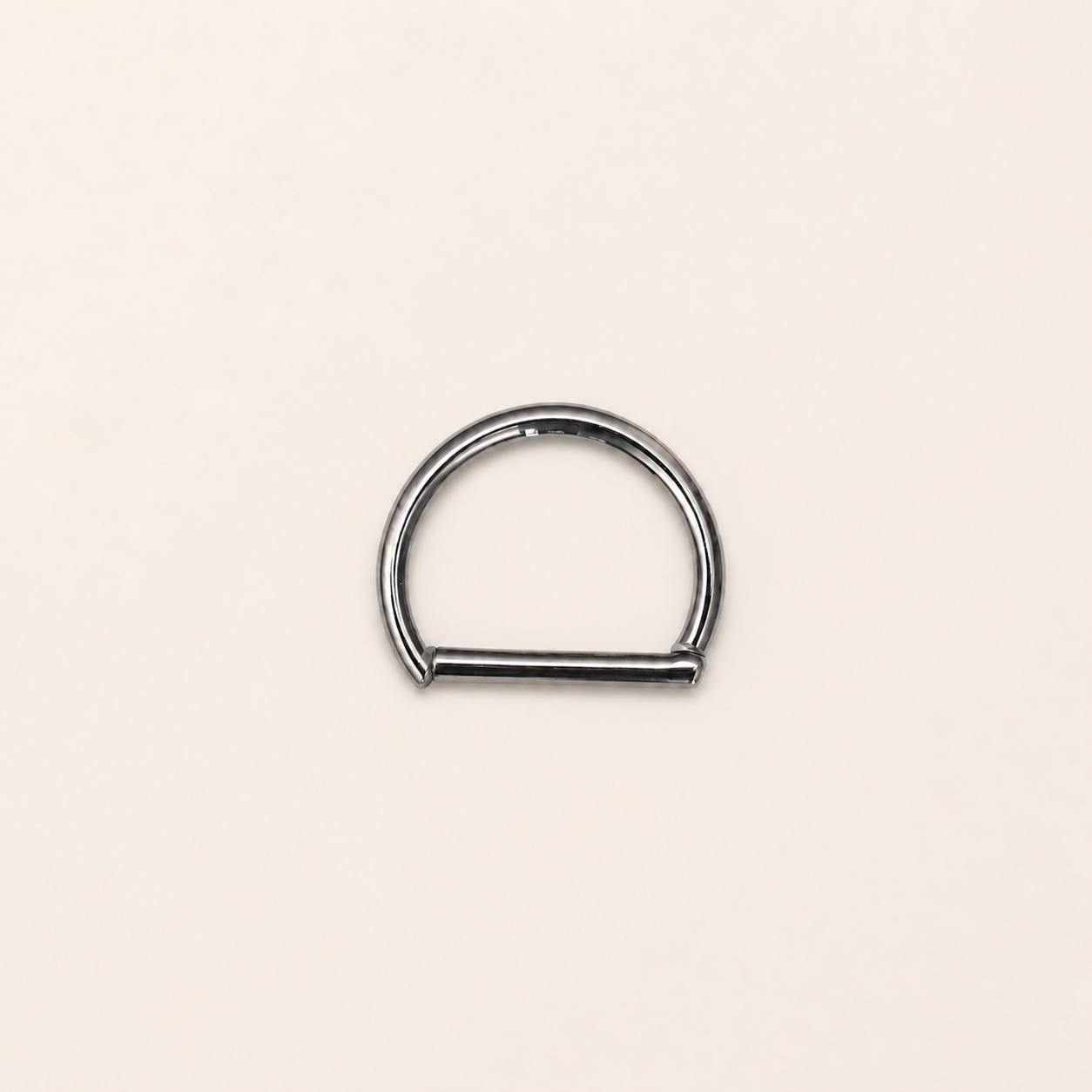 Silver Titanium D-Shaped Clicker Ring