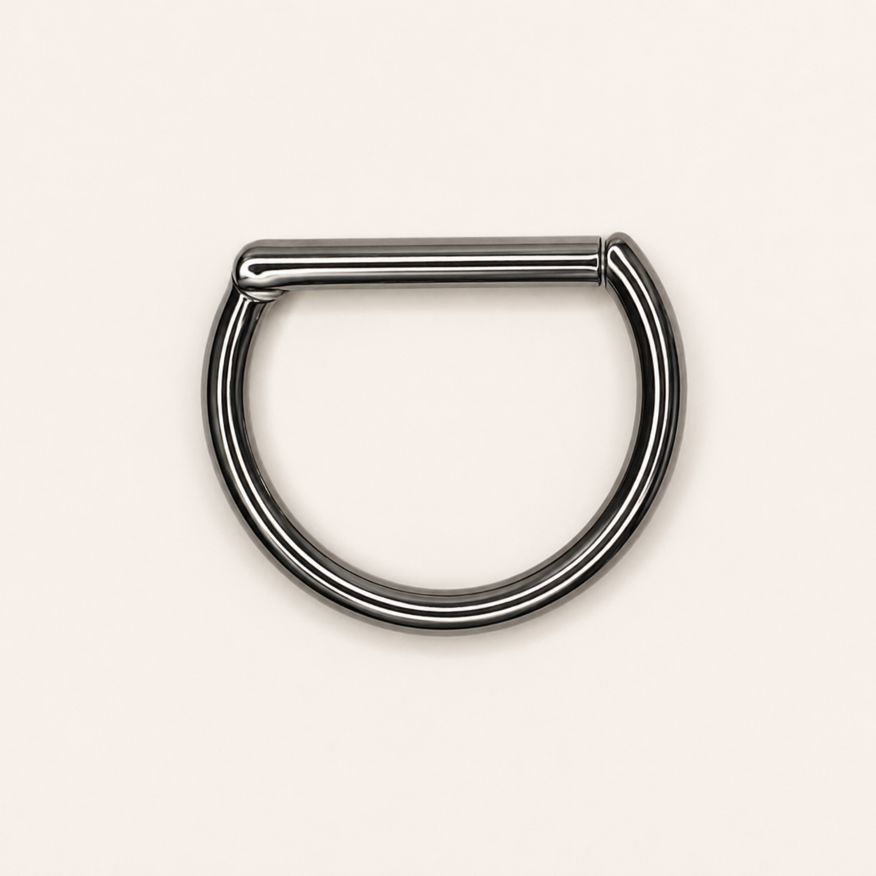 Silver Titanium D-Shaped Clicker Ring