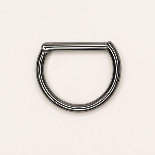 Silver Titanium D-Shaped Clicker Ring