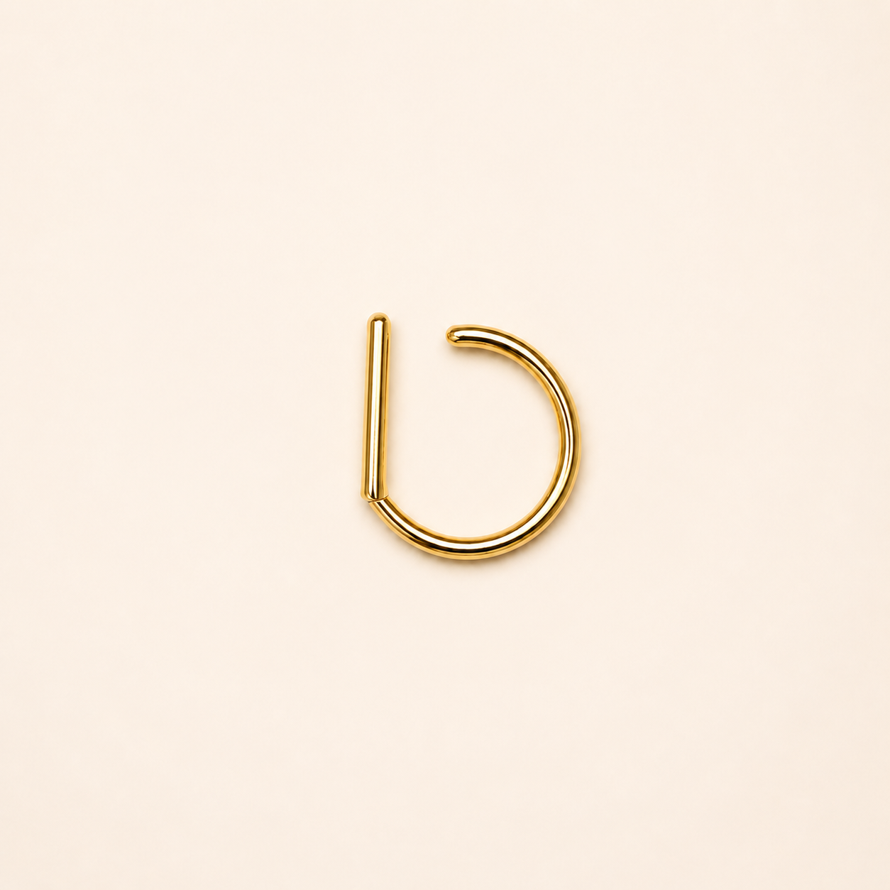 Gold Titanium D-Shaped Clicker Ring