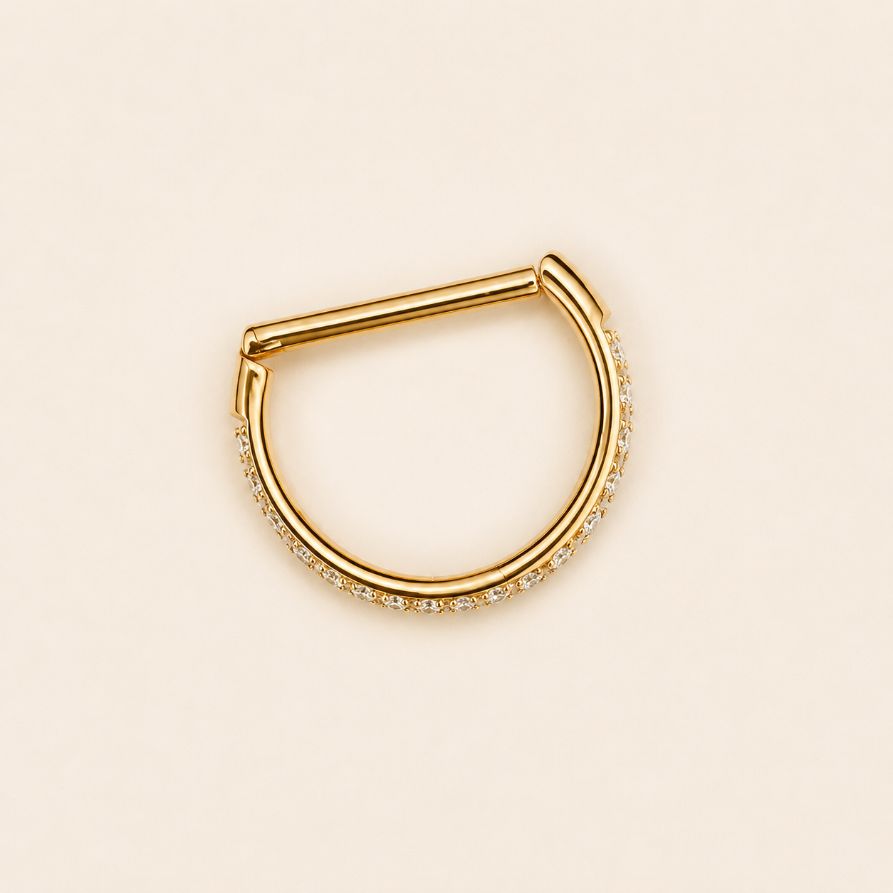 Gold Titanium Pavé D-Shaped Clicker Ring