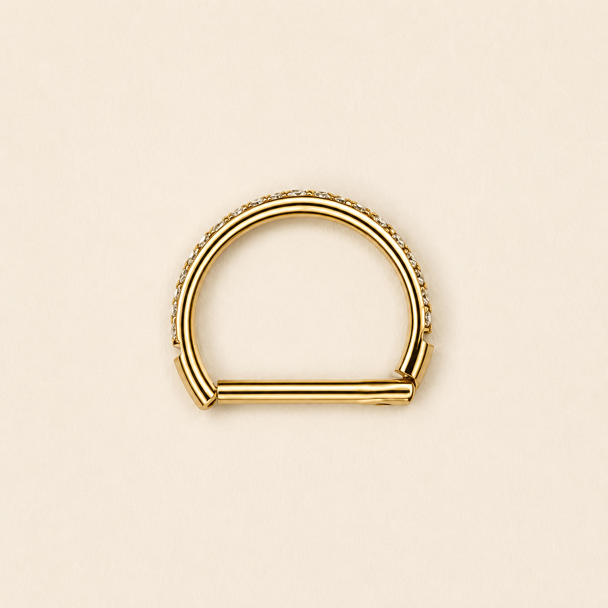 Gold Titanium Pavé D-Shaped Clicker Ring