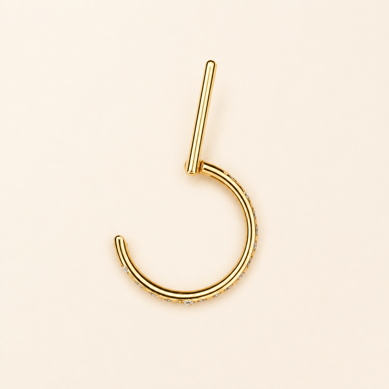 Gold Titanium Pavé D-Shaped Clicker Ring