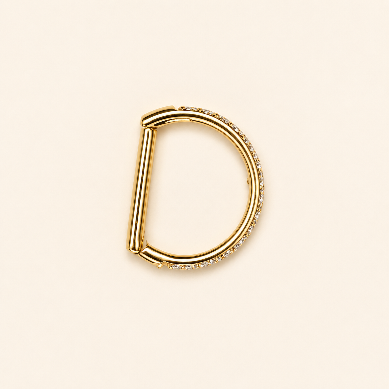 Gold Titanium Pavé D-Shaped Clicker Ring
