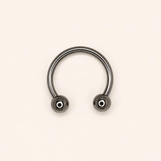 Silver Titanium Horseshoe Circular Barbell