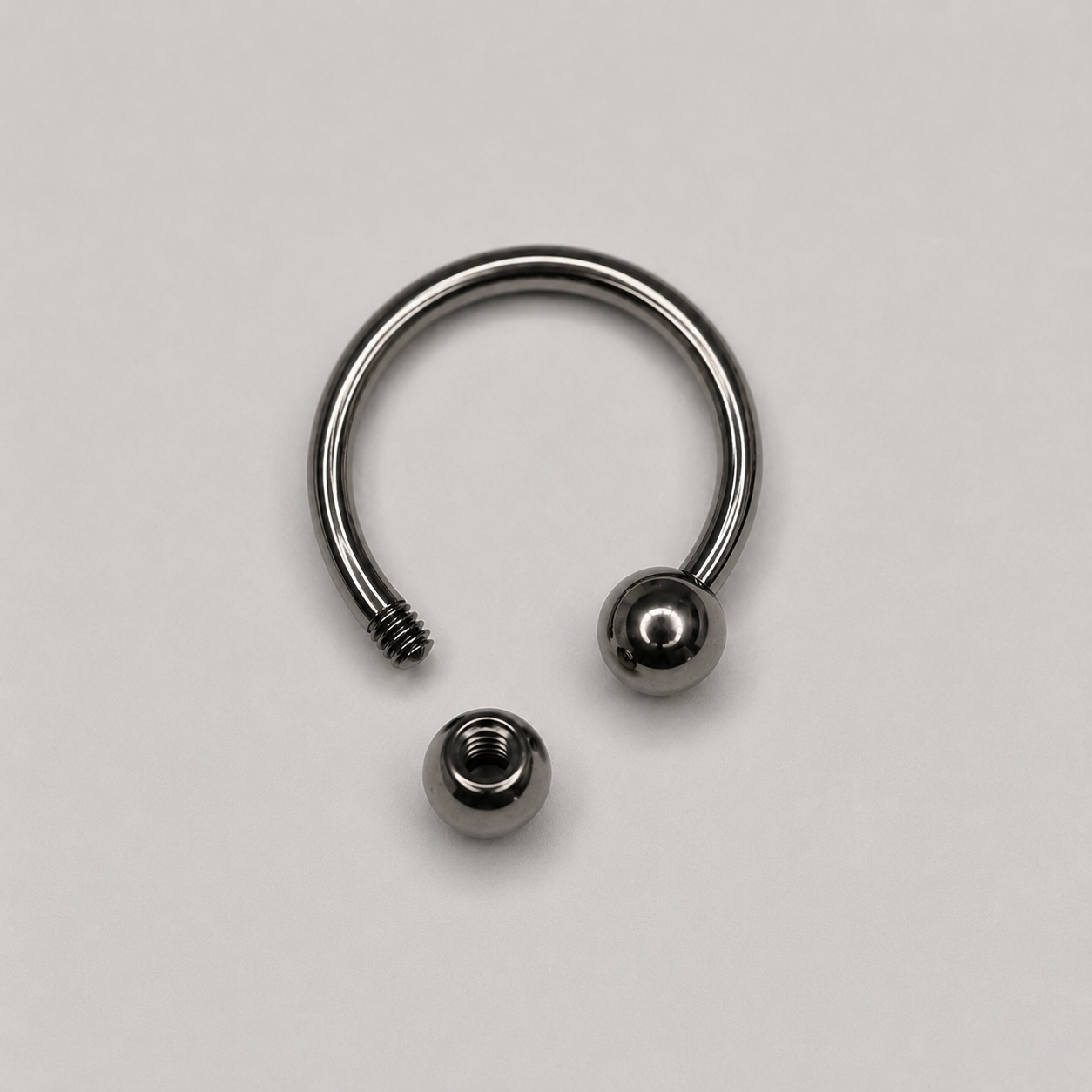 Silver Titanium Horseshoe Circular Barbell