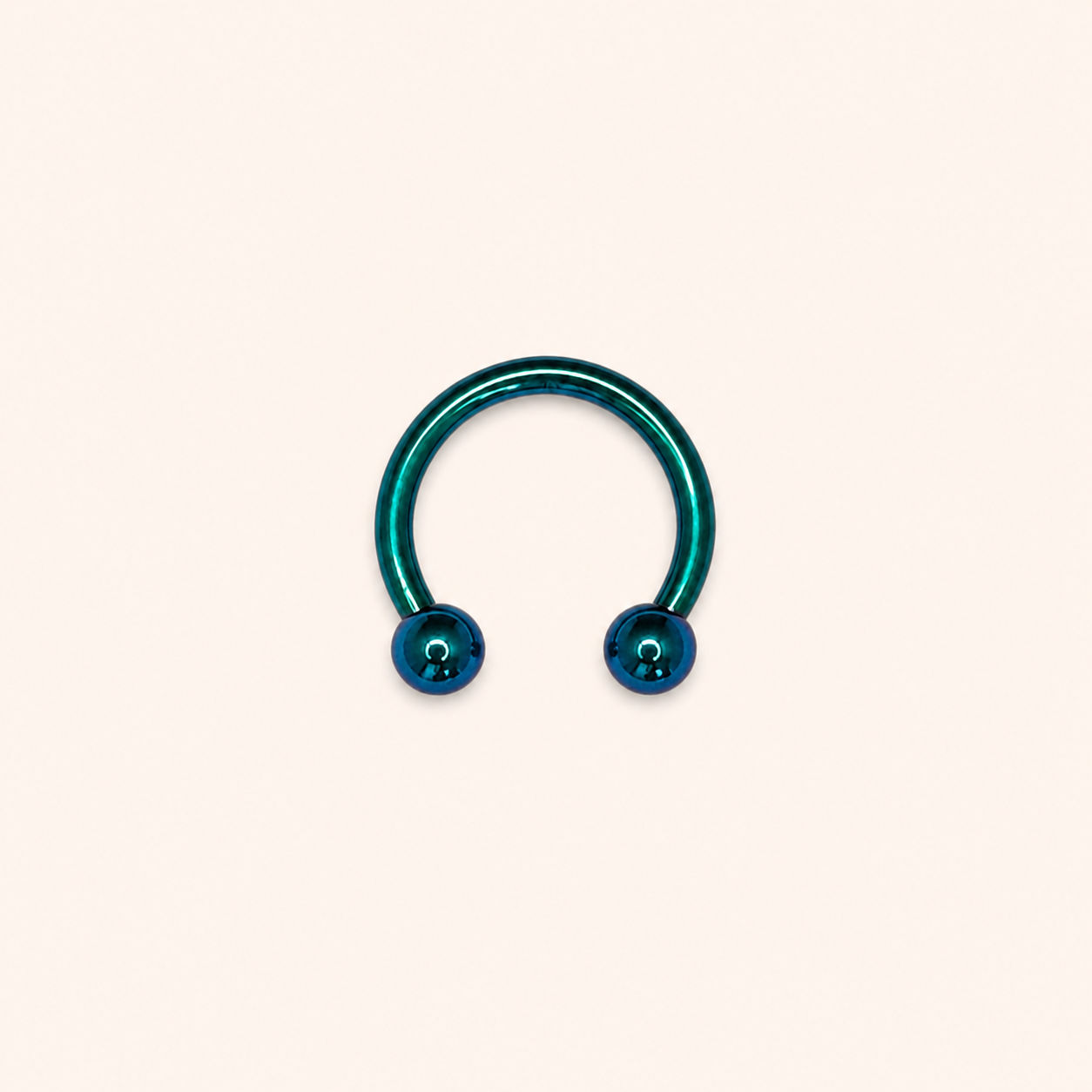 Teal Green Titanium Horseshoe Circular Barbell