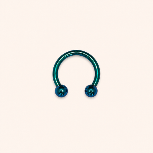 Teal Green Titanium Horseshoe Circular Barbell