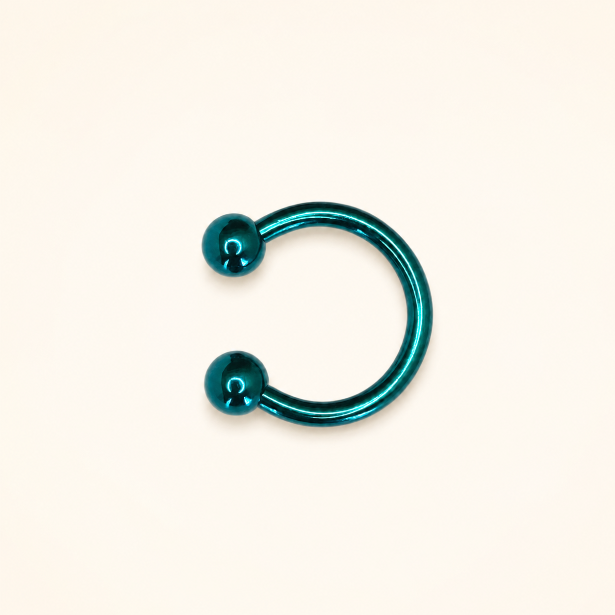 Teal Green Titanium Horseshoe Circular Barbell