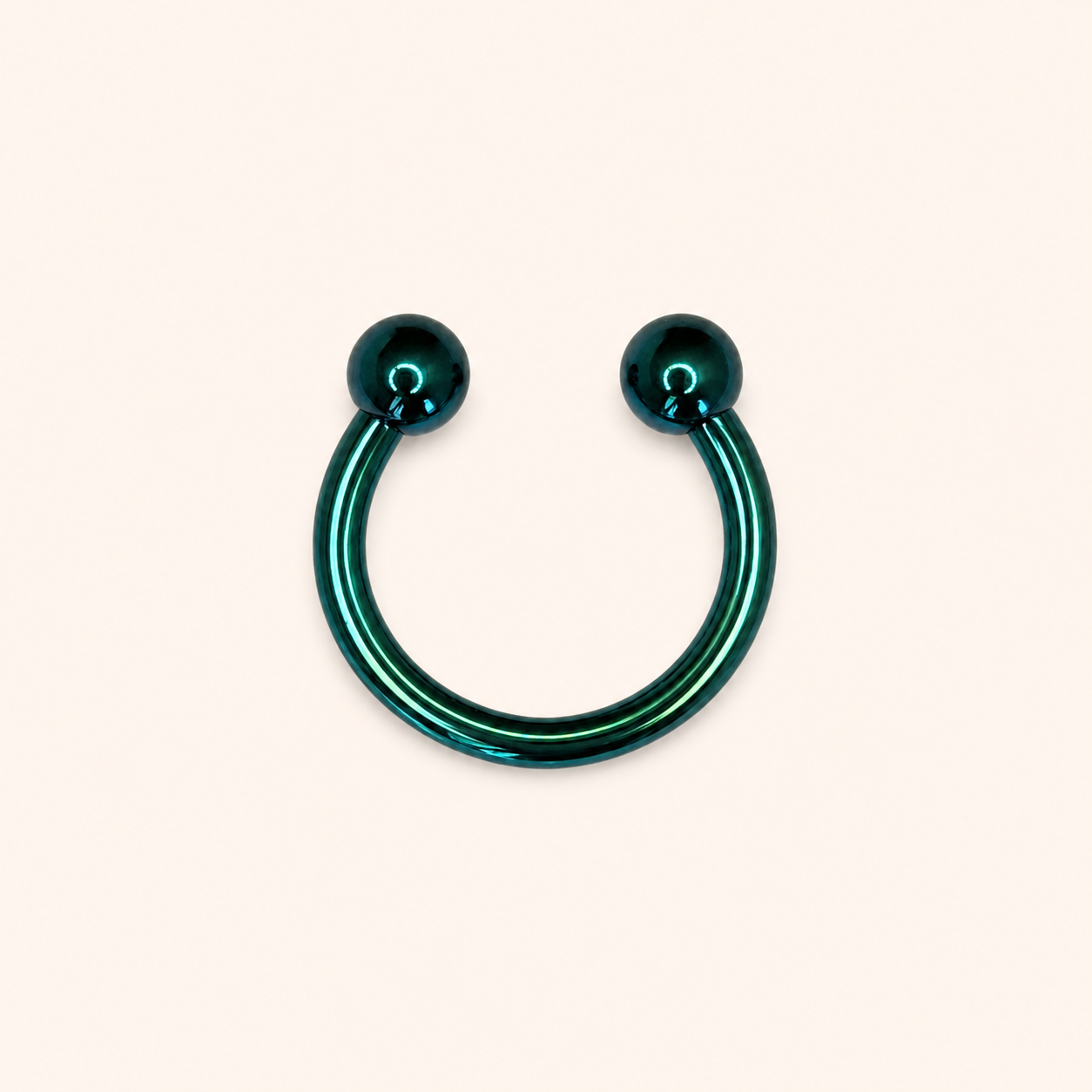 Teal Green Titanium Horseshoe Circular Barbell