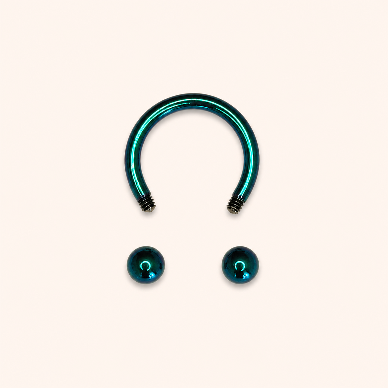 Teal Green Titanium Horseshoe Circular Barbell