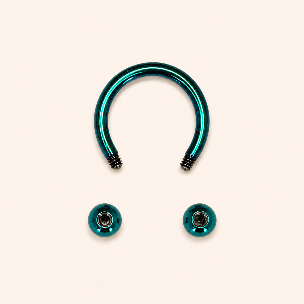 Teal Green Titanium Horseshoe Circular Barbell