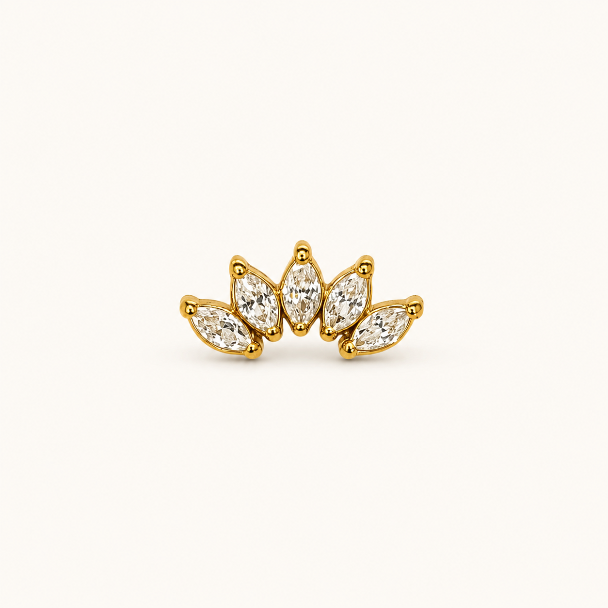 Gold Titanium Marquise Crown Labret