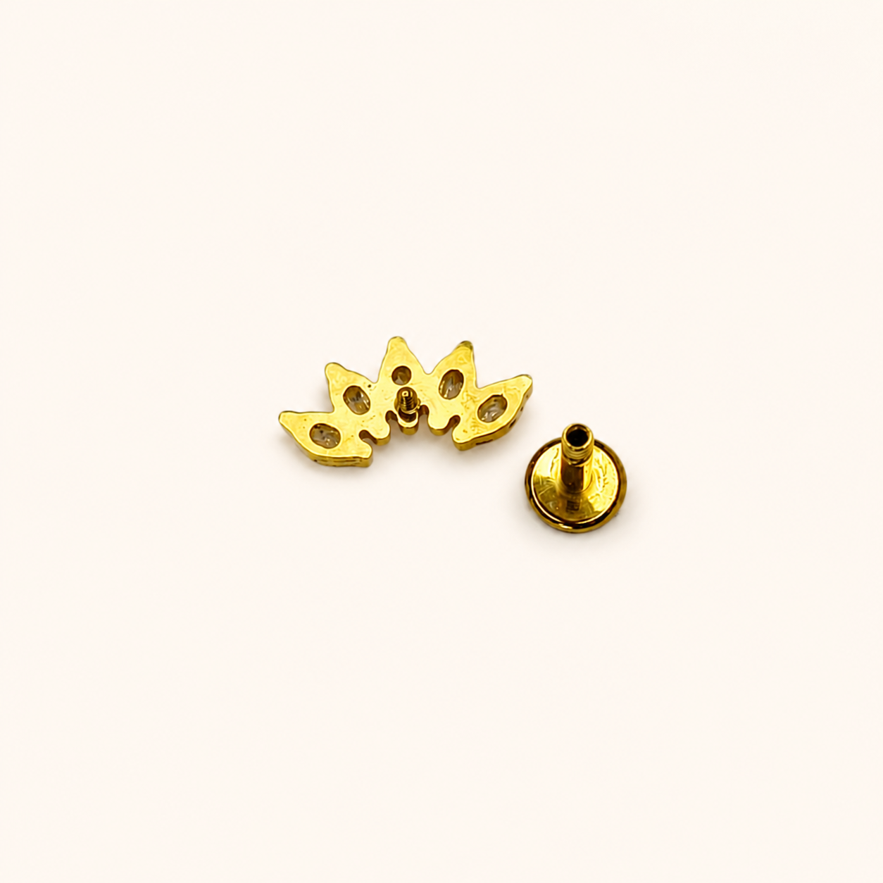 Gold Titanium Marquise Crown Labret