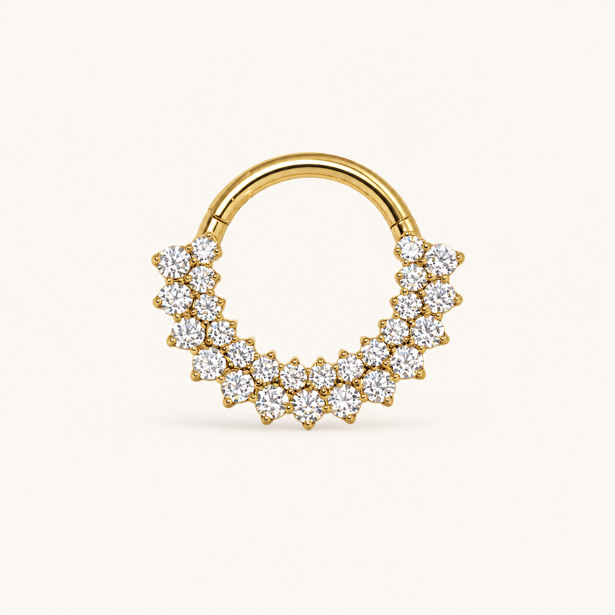 Gold Titanium 27 CZ Double Row Septum Clicker