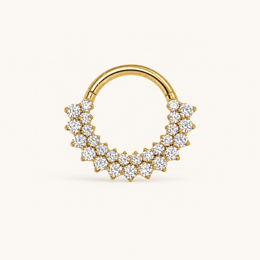 Gold Titanium 27 CZ Double Row Septum Clicker