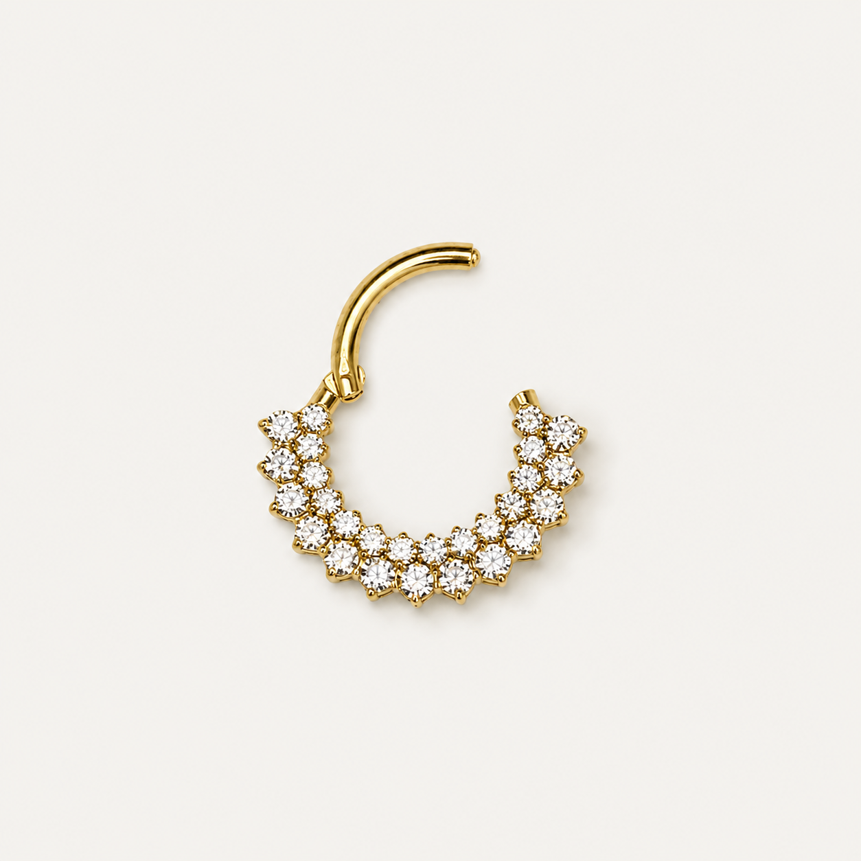 Gold Titanium 27 CZ Double Row Septum Clicker