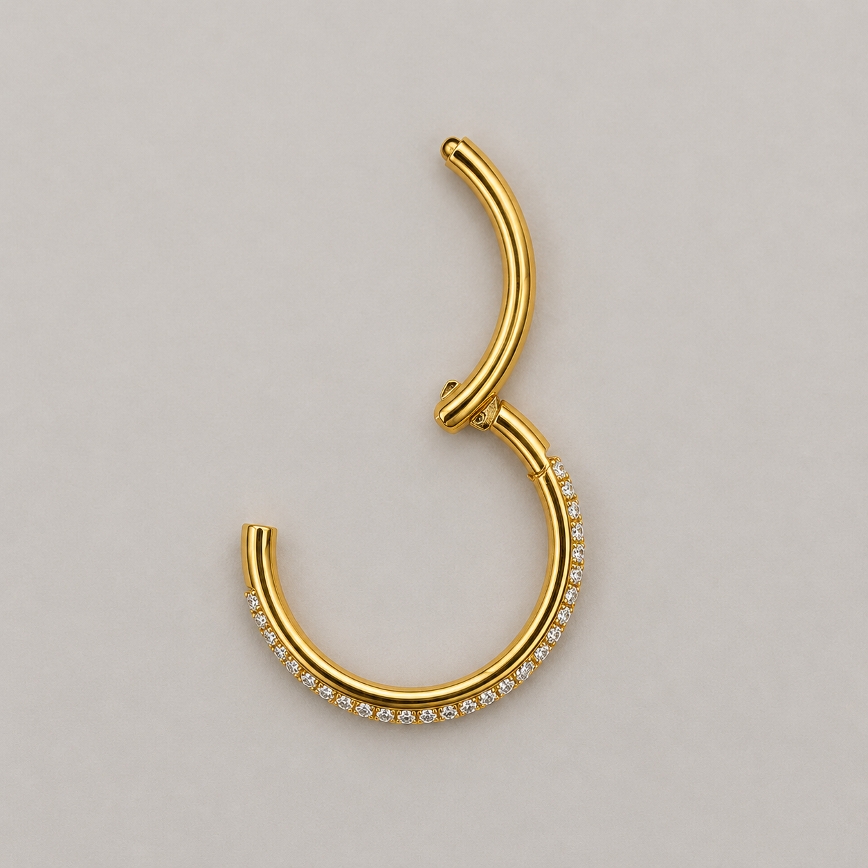 Gold Titanium Pavé CZ Clicker Ring