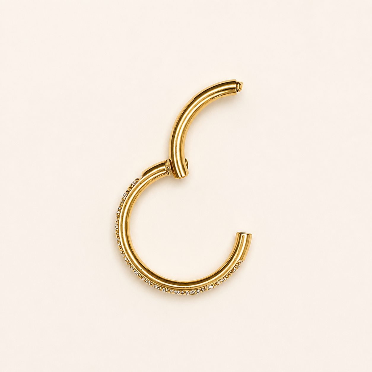 Gold Titanium Pavé CZ Clicker Ring
