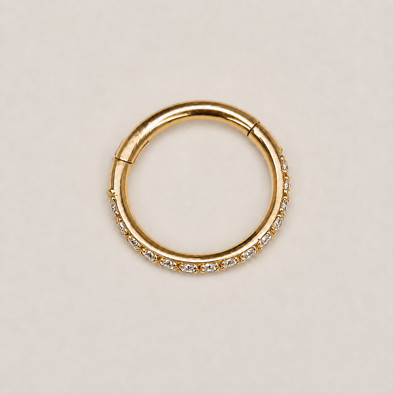 Gold Titanium Pavé CZ Clicker Ring