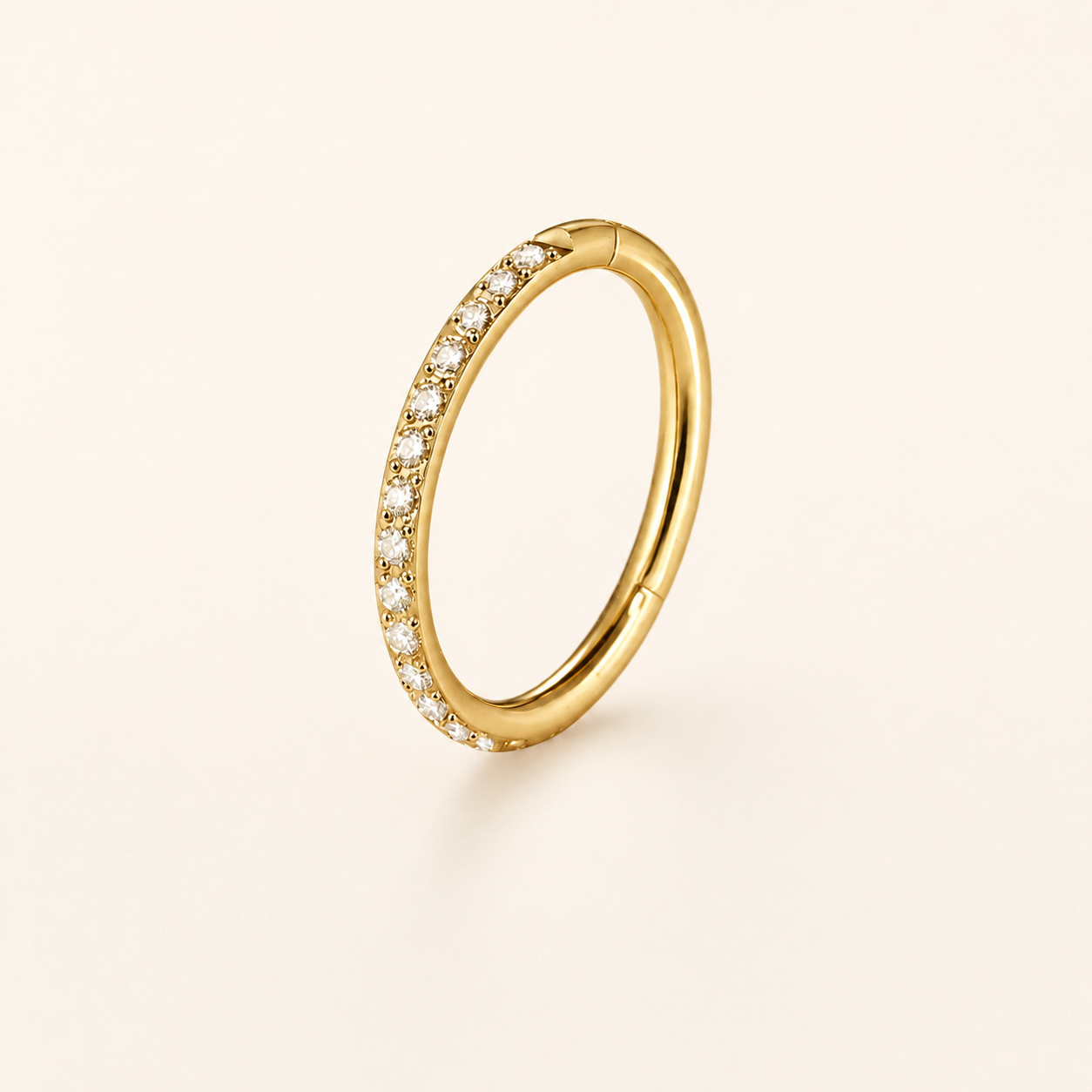 Gold Titanium Pavé CZ Clicker Ring