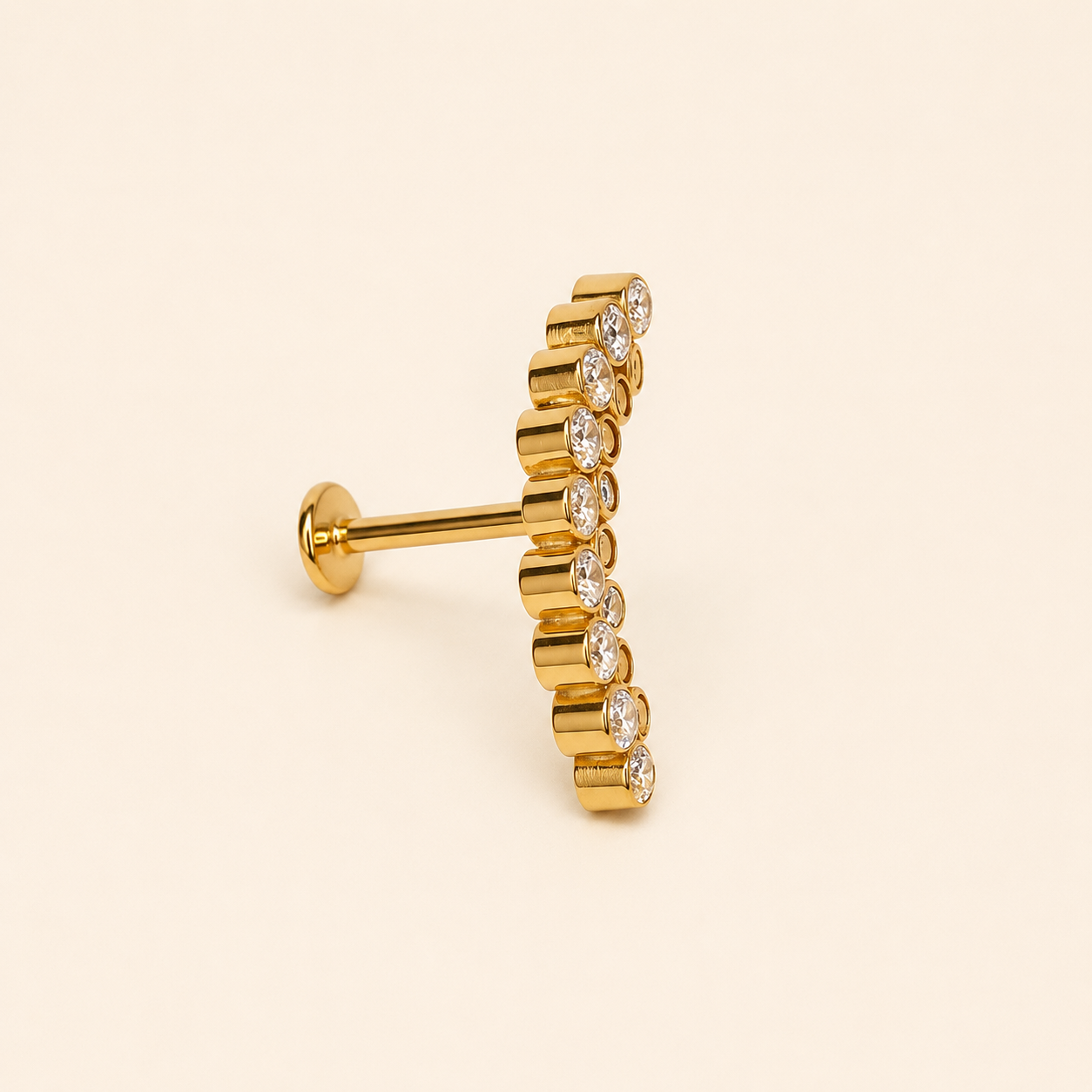 Gold Titanium 17 CZ Double Row Curved Labret