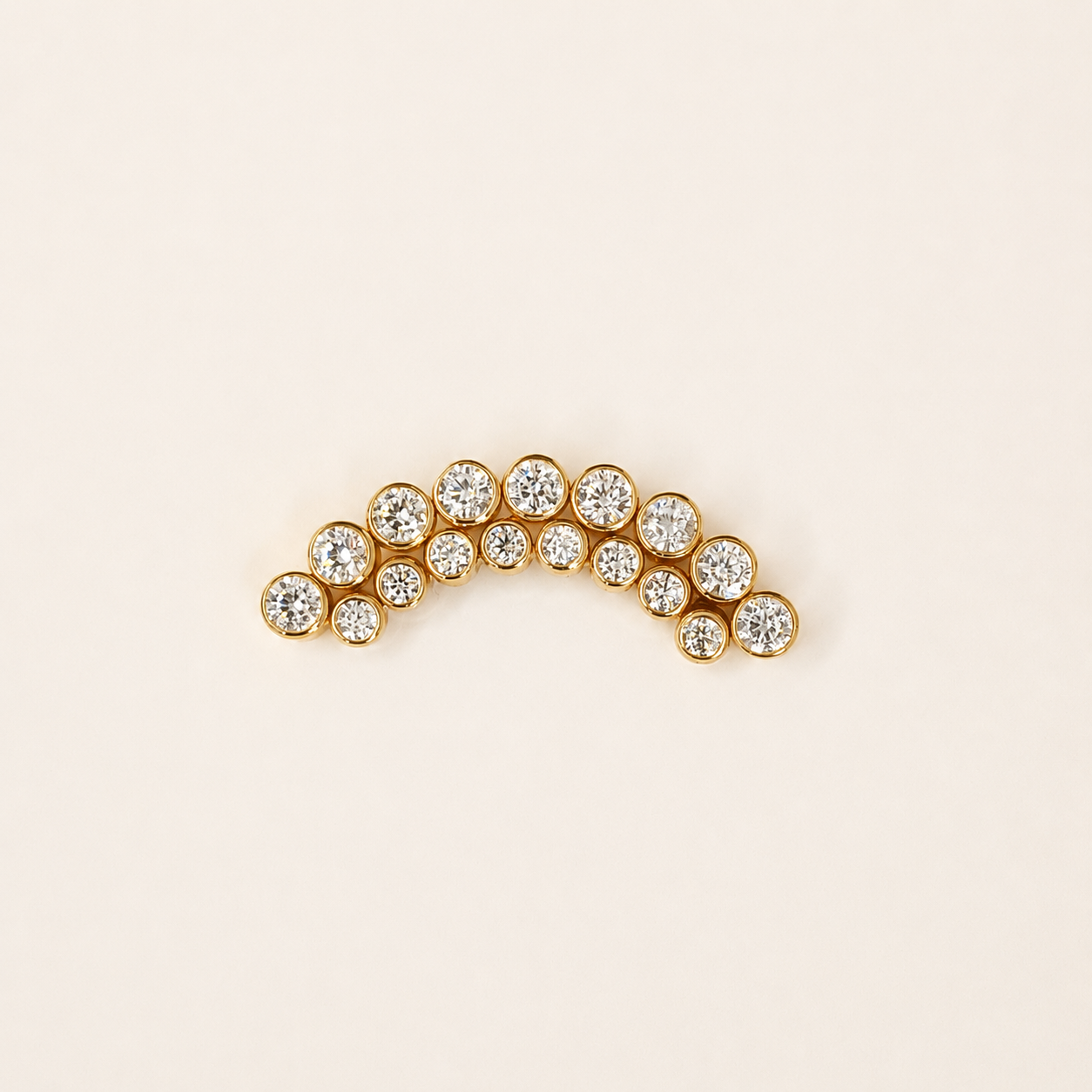 Gold Titanium 17 CZ Double Row Curved Labret
