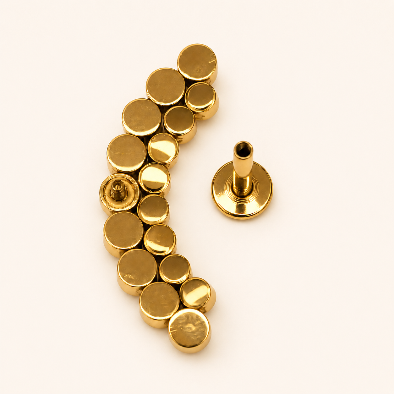 Gold Titanium 17 CZ Double Row Curved Labret