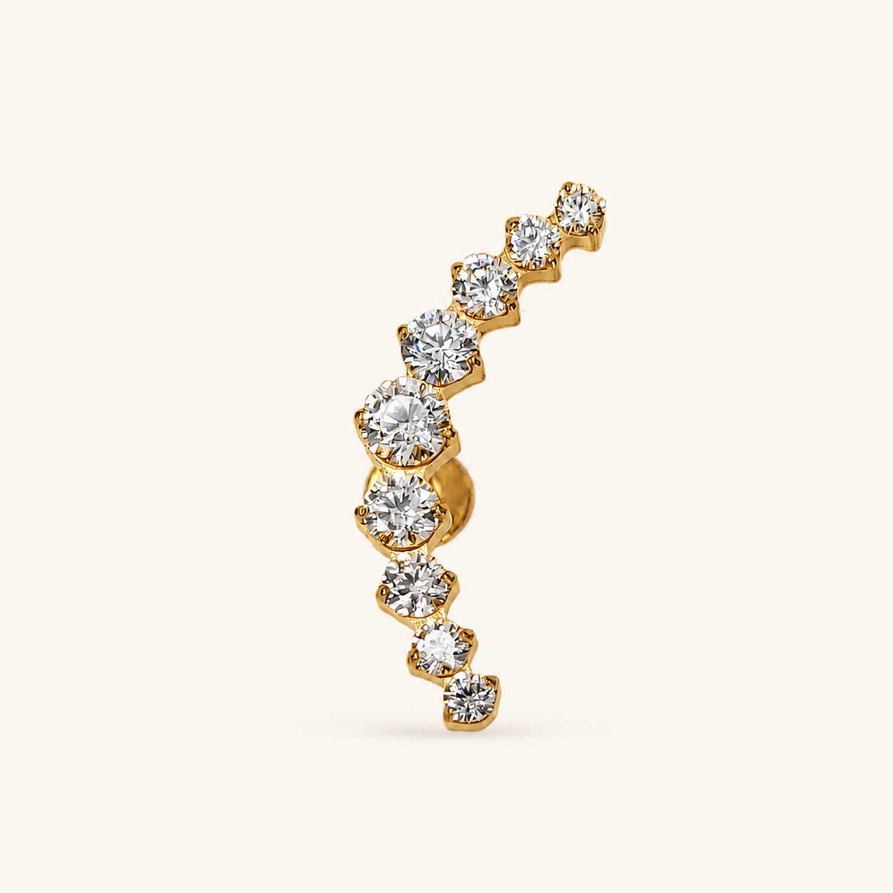 Gold Titanium 9 CZ Curved Labret