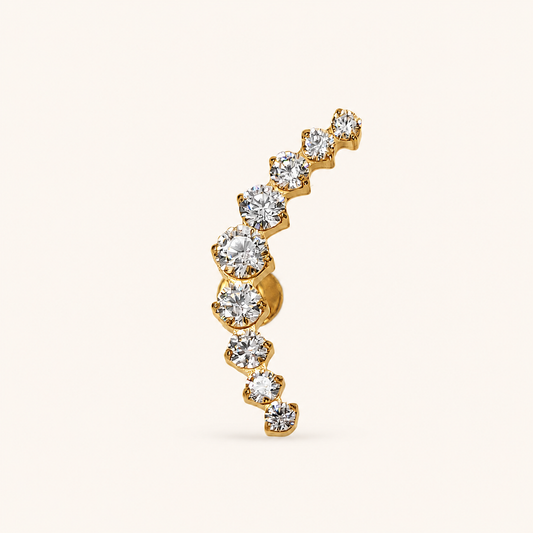 Gold Titanium 9 CZ Curved Labret