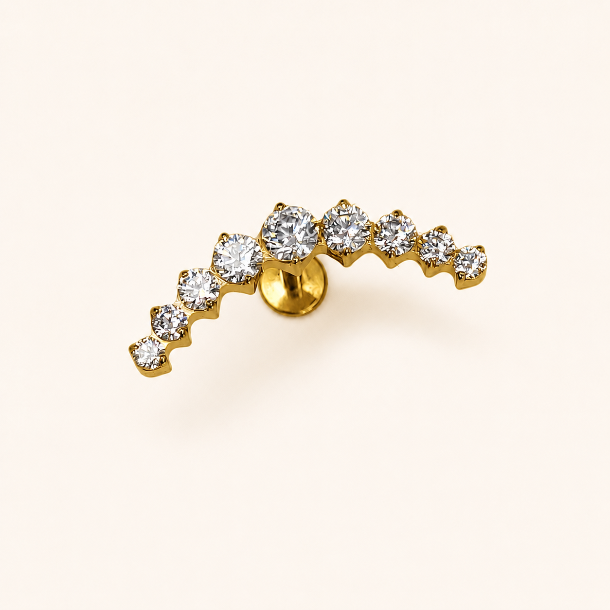 Gold Titanium 9 CZ Curved Labret