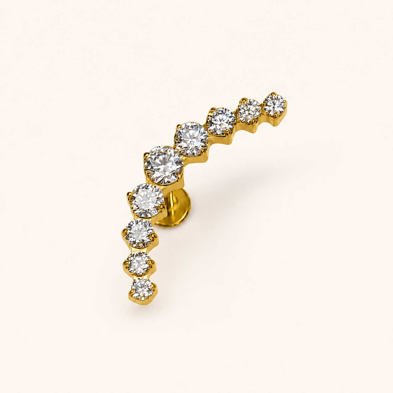 Gold Titanium 9 CZ Curved Labret