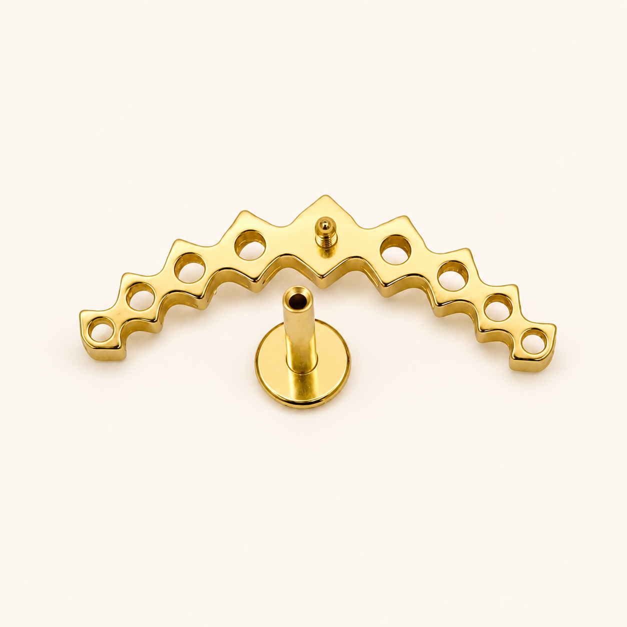 Gold Titanium 9 CZ Curved Labret