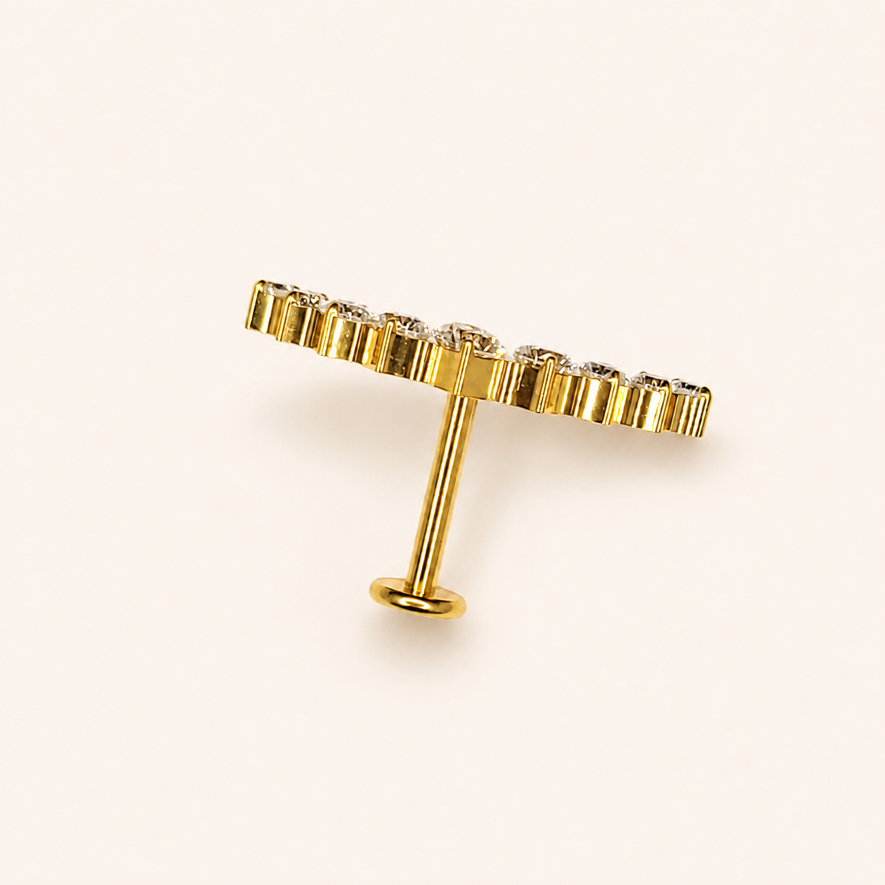 Gold Titanium 9 CZ Curved Labret