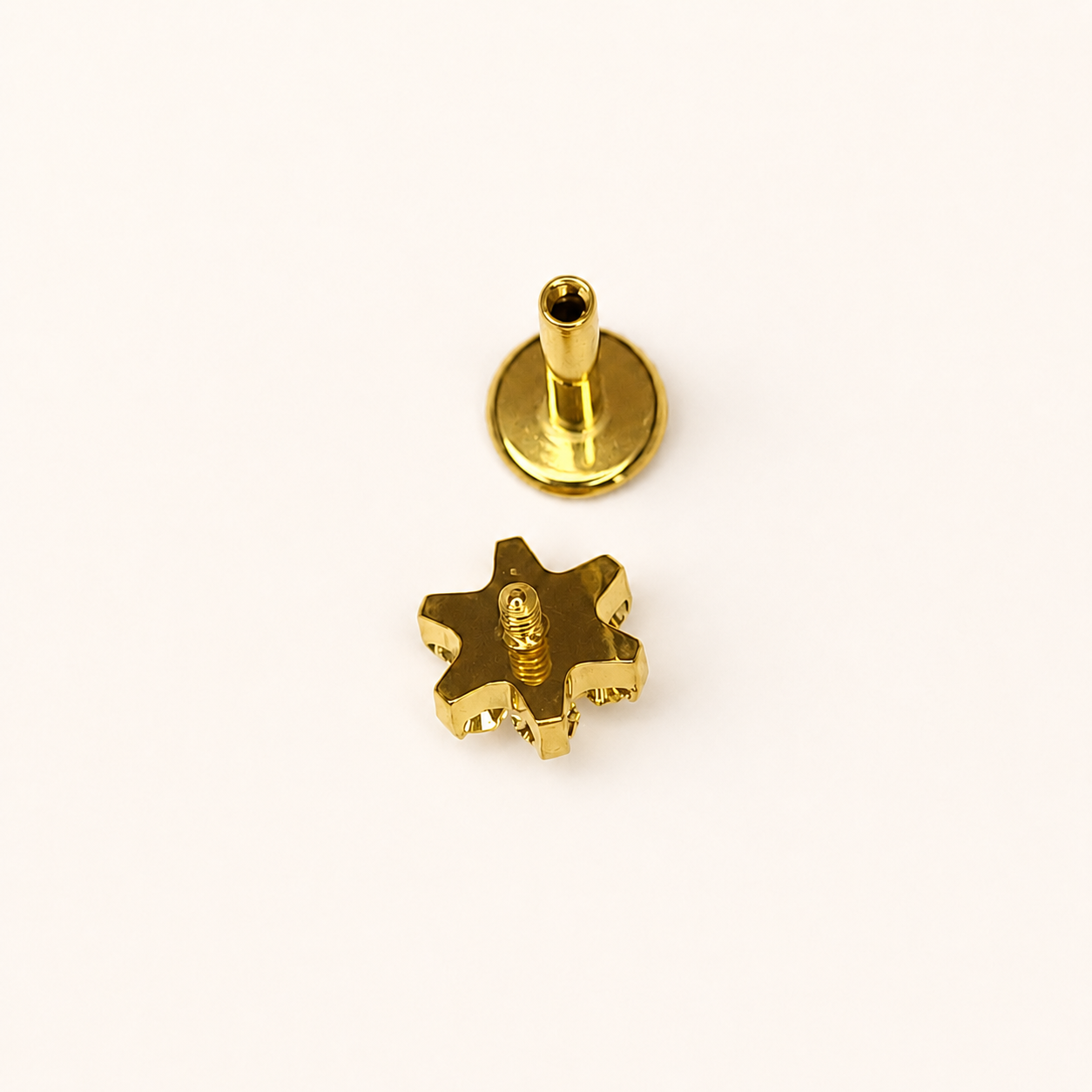 Gold Titanium CZ Flower Labret