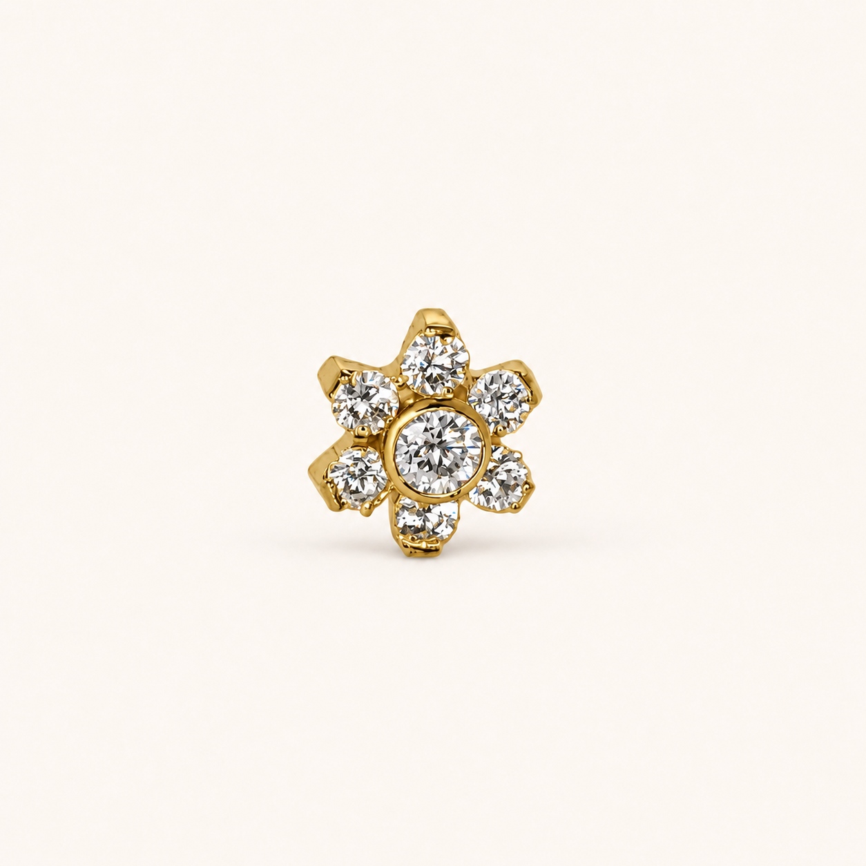 Gold Titanium CZ Flower Labret