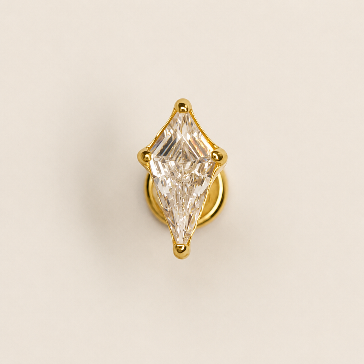 Gold Titanium Kite CZ Labret