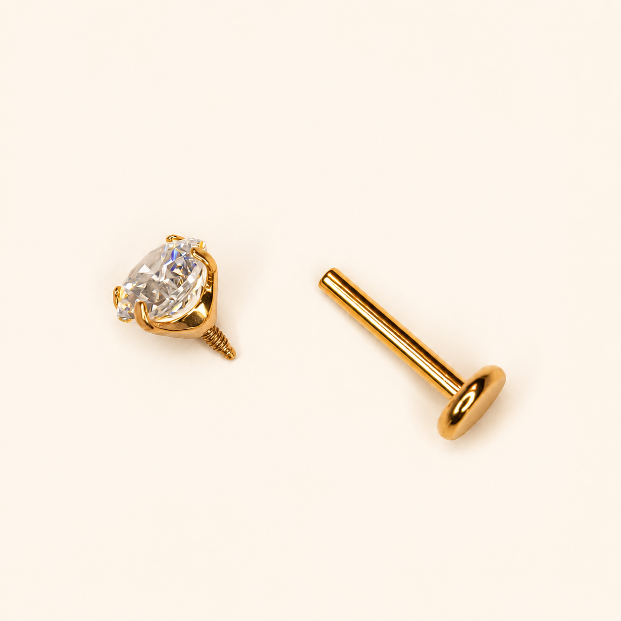 Gold Titanium 5 mm CZ Labret