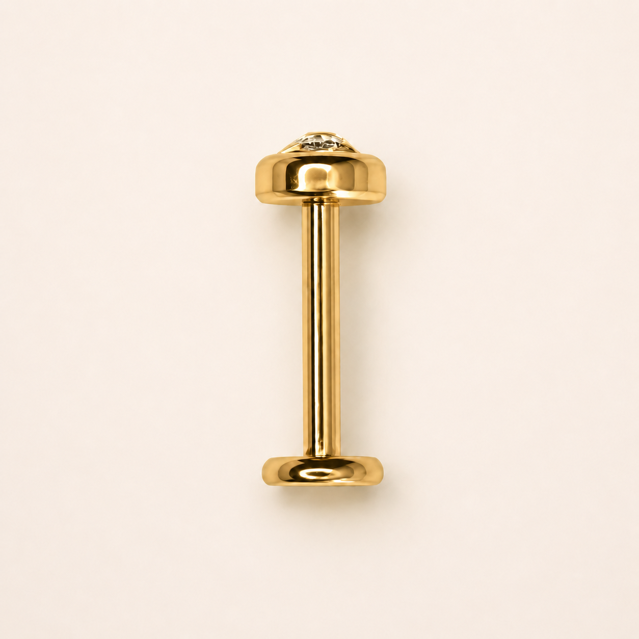 Gold Titanium 4 mm Bezel CZ Labret