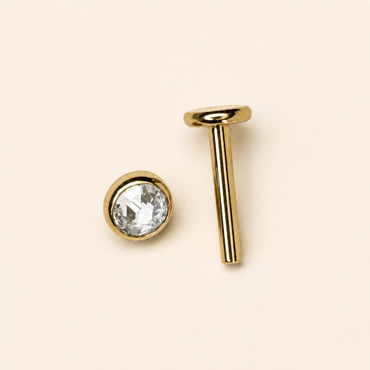 Gold Titanium 4 mm Bezel CZ Labret