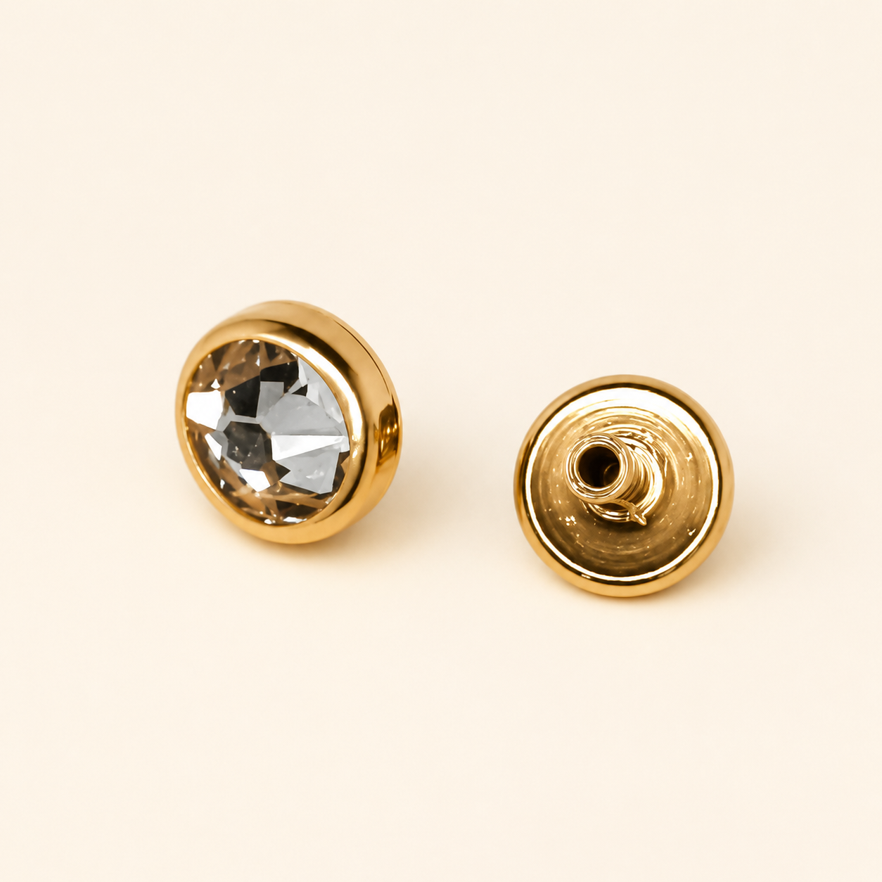 Gold Titanium 4 mm Bezel CZ Labret