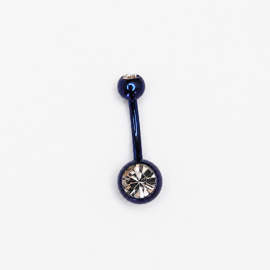 Dark Blue Titanium Double CZ Navel Barbell